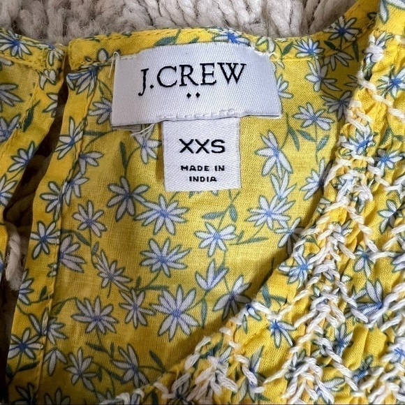 J. Crew Yellow Floral Embroidered Flutter Sleeve Top Blouse - Picture 5 of 9